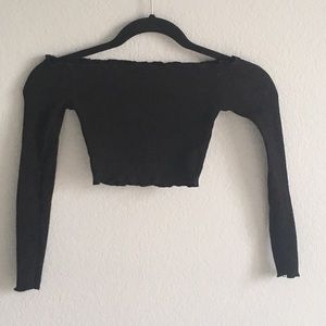 off the should black crop top
